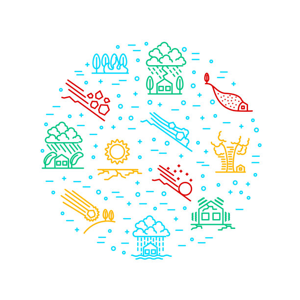 自然灾害标志圆形设计模板图片下载