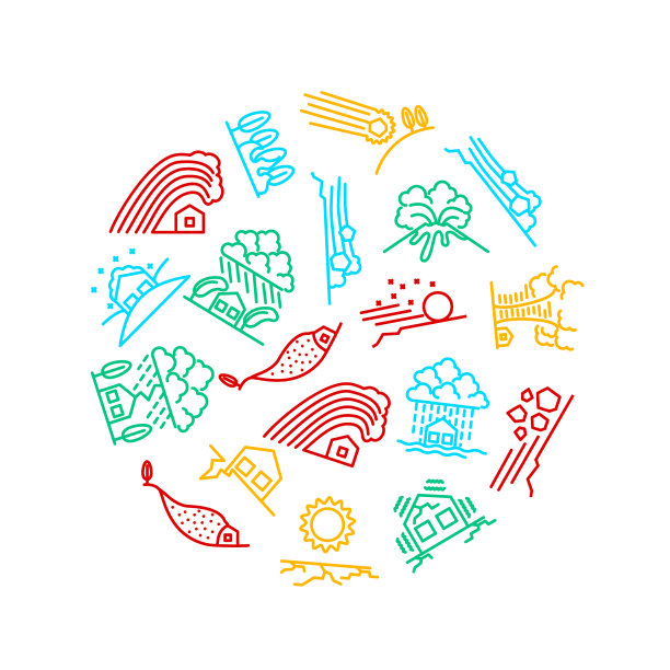 自然灾害标志细线圆设计图片下载