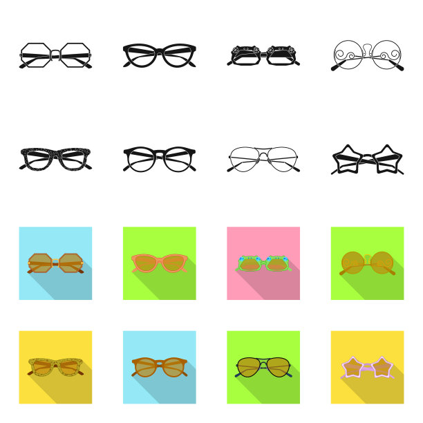 眼镜及太阳镜标志套装设计图片下载