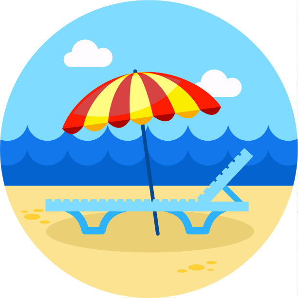 海滩躺椅休息室与伞图标度假图片下载