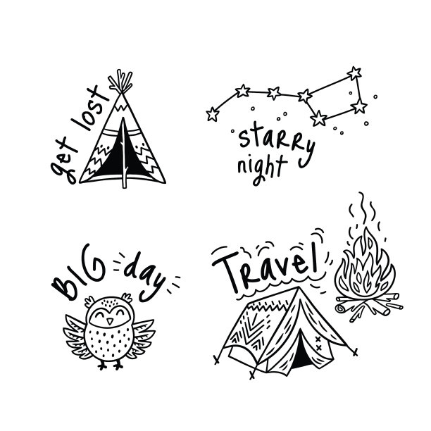 一套卡通露营贴纸图片下载
