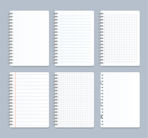 逼真的3d详细笔记本线螺旋集图片下载