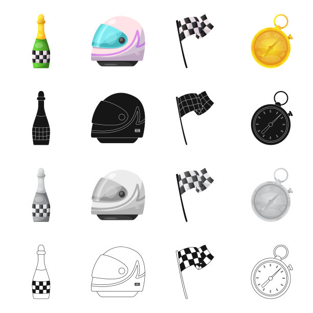 汽车和汽车拉力赛标志集的孤立对象图片下载