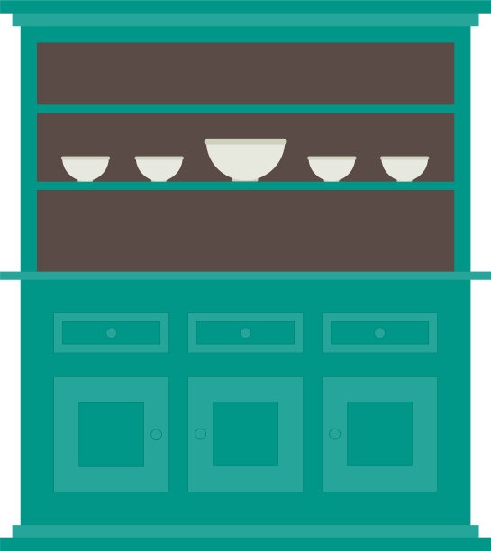 在科罗拉多州厨房厨具扁平风格图片下载