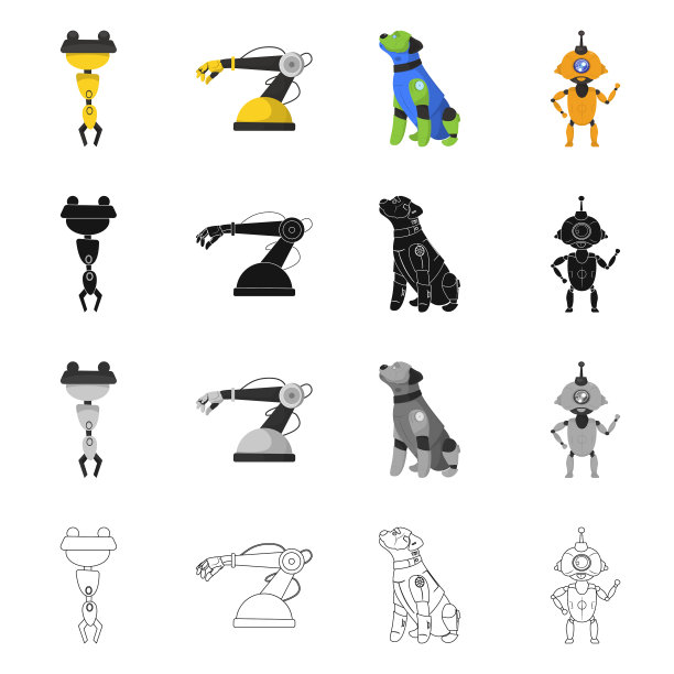 隔离对象机器人和工厂标志集图片下载