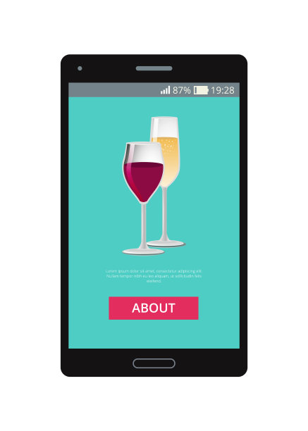 手机上显示的香槟和酒杯图片下载