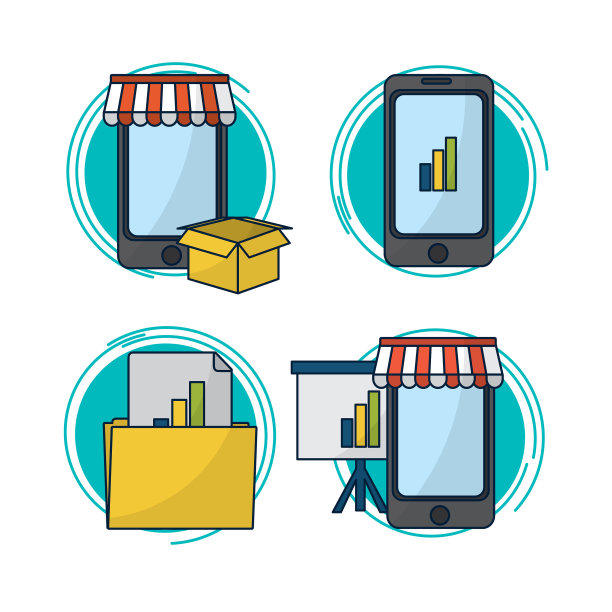 一套数字营销图标图片下载