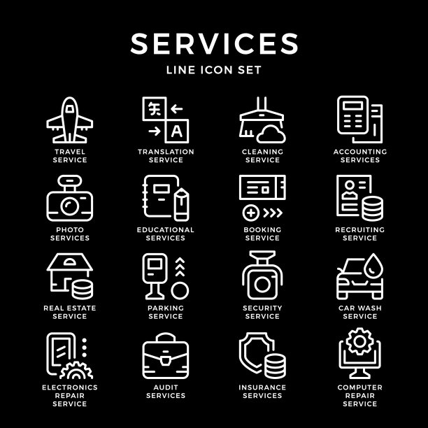 服务线条图标集图片下载