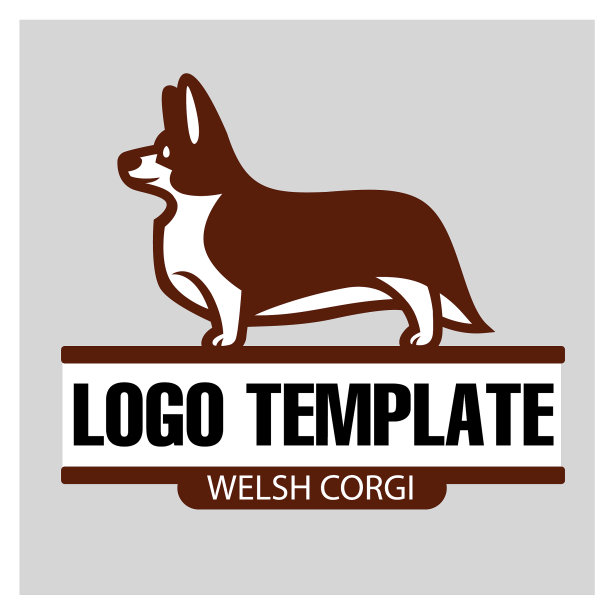 标志模板与威尔士柯基站在侧面图片下载