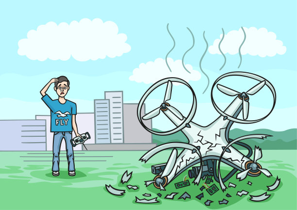 无人机从高处坠落，摔成碎片图片下载