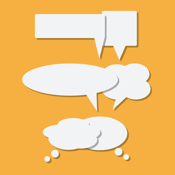 一套纸白色语音气泡图标与阴影图片下载