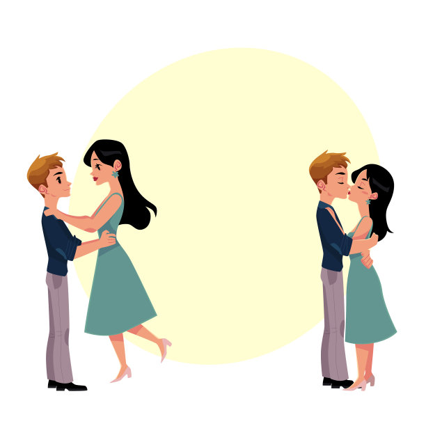 一对年轻的男女在接吻图片下载