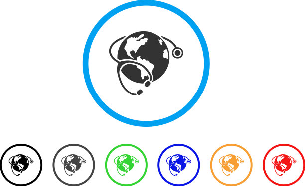全球医疗保健听诊器圆形图标图片下载