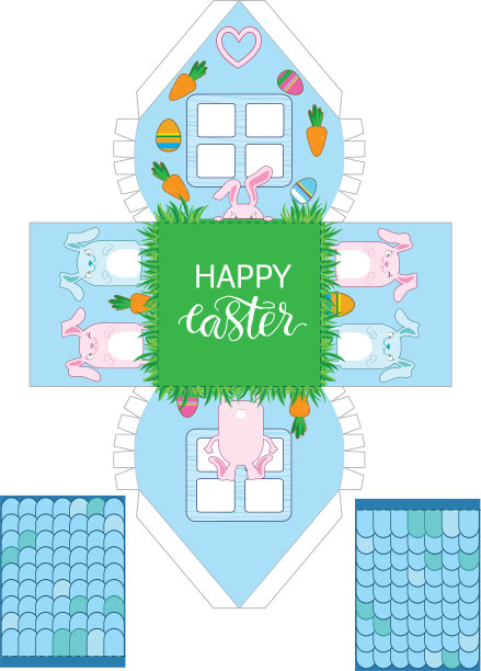 印刷的礼物复活节房子与banny蛋图片下载