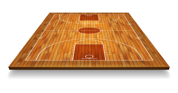 透视篮球场上的地板与线图片下载