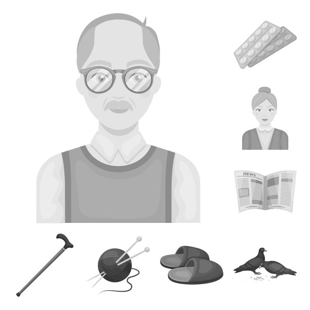 人类老年单色图标集合图片下载