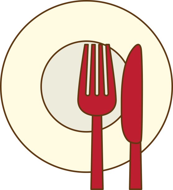 彩色刀叉和盘子图标图片下载
