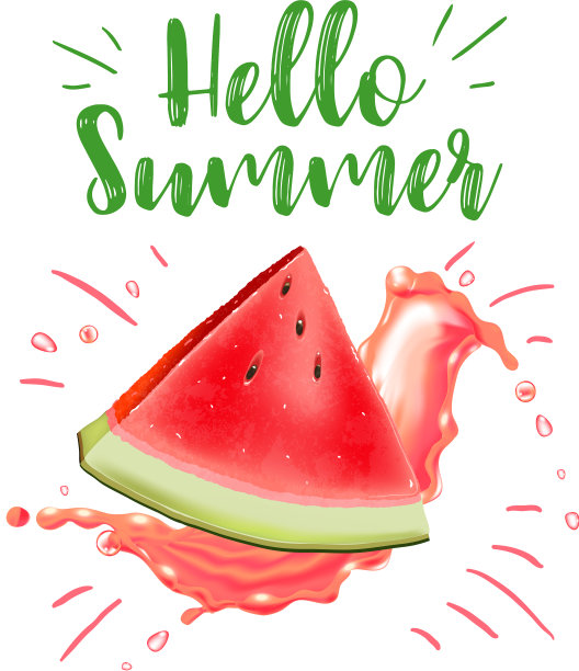字母你好夏天西瓜打印图片下载