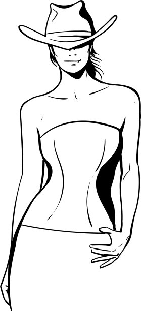 带着帽子和紧身胸衣的牛仔女孩图片下载