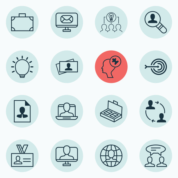 包括16个业务管理图标的集合图片下载