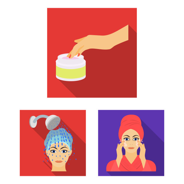 护理头发和脸在集合图标图片下载