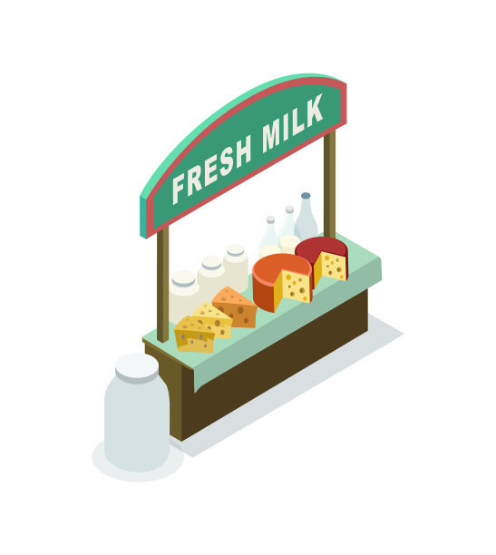 街道摊贩摊位等距3d图标图片下载