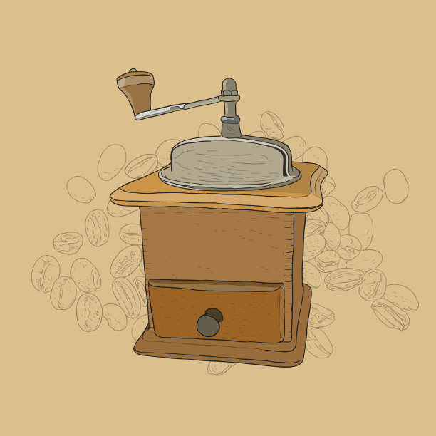 咖啡研磨机手绘铅笔画图片下载