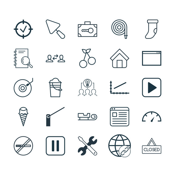 一组25个通用的可编辑图标可以使用图片下载