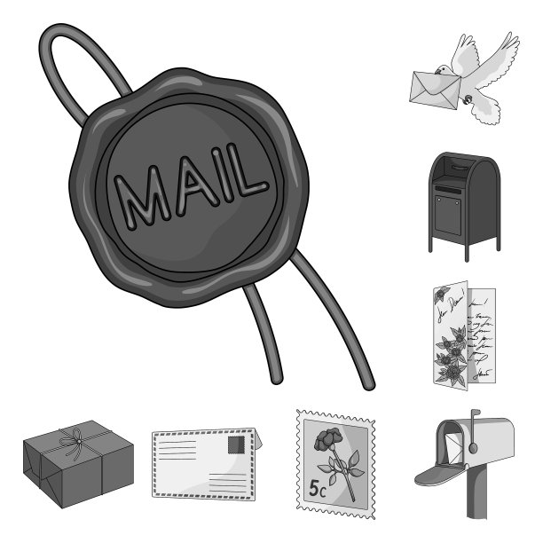 邮件和邮递员单色图标设置图片下载