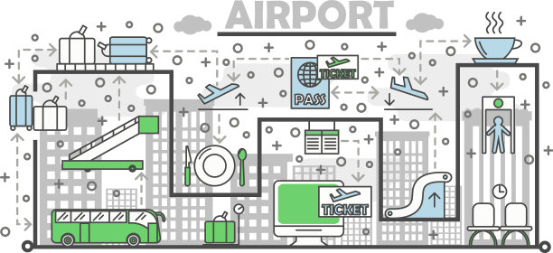 细线机场海报横幅模板图片下载