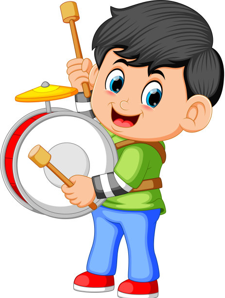 一个男孩在打大鼓图片下载