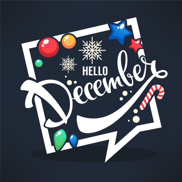 你好12月明亮的圣诞球棒棒糖图片下载