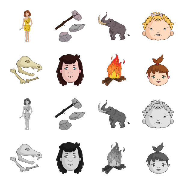 女人头发脸篝火石器时代设置图片下载