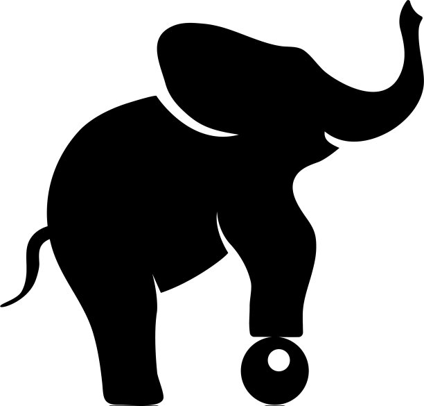 马戏团大象在球平面图标上保持平衡图片下载