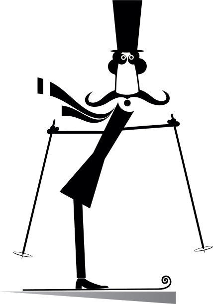 戴大礼帽的小胡子男人是个孤立的滑雪者图片下载