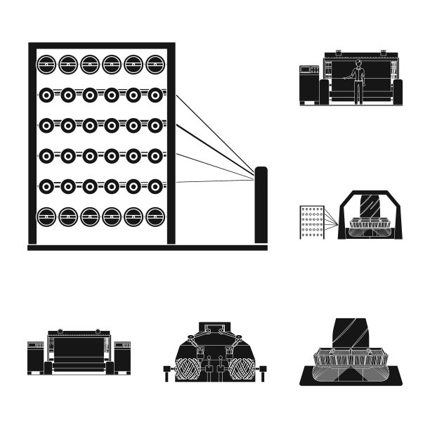 纺织行业黑色图标集图片下载