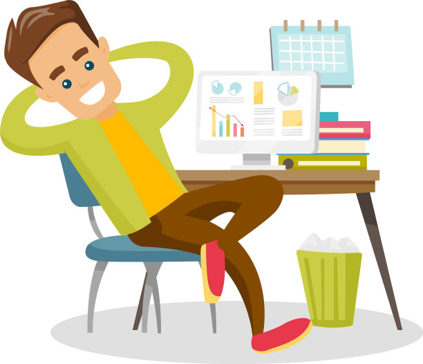 年轻的白人雇员在办公室放松图片下载