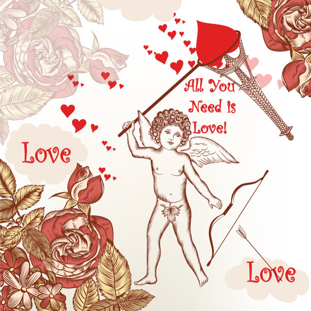 可爱的情人节贺卡与爱图片下载