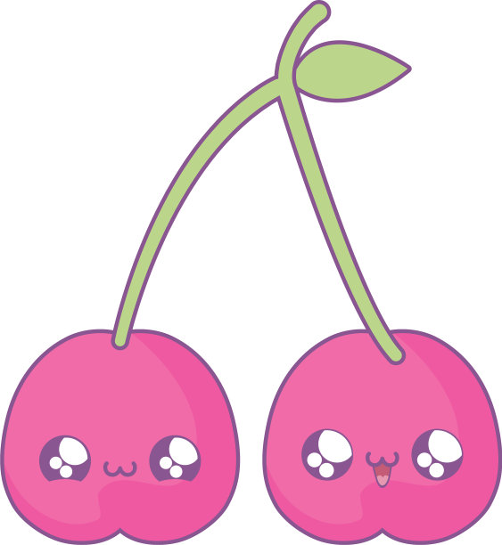 新鲜的樱桃水果卡哇伊风格图片下载