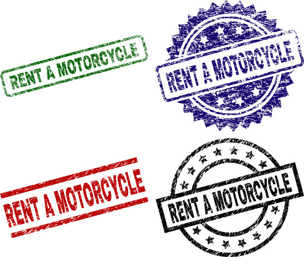 损坏的纹理租摩托车印章印章图片下载