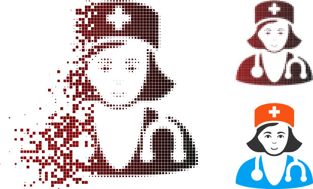 闪耀点半色调医生女士图标与脸图片下载