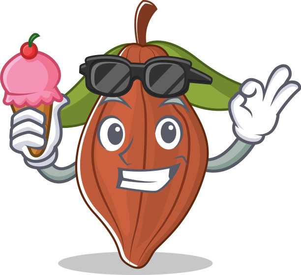 用冰淇淋的可可豆人物卡通图片下载