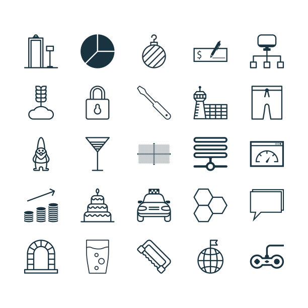 一组25个通用的可编辑图标可以使用图片下载