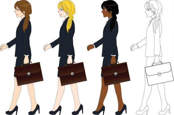 拿着公文包走路的女商人图片下载