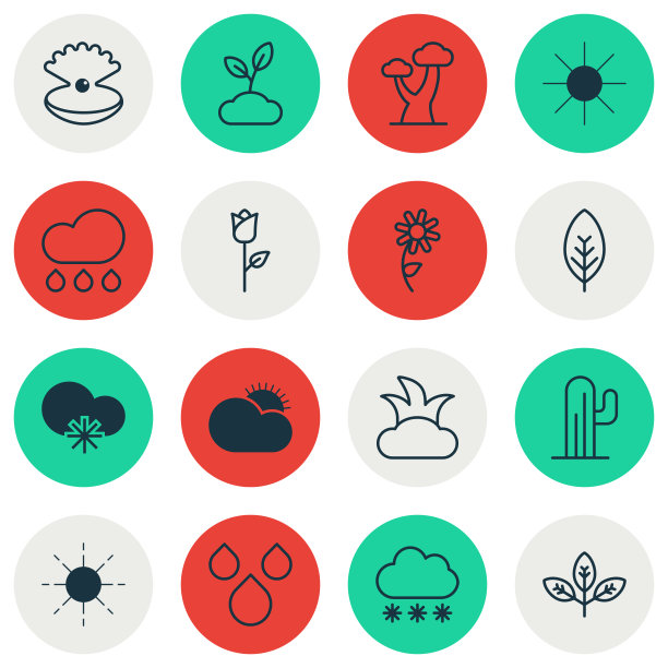 一套16个世界图标包括仙人掌橡树图片下载