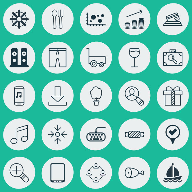 一组25个通用的可编辑图标可以使用图片下载