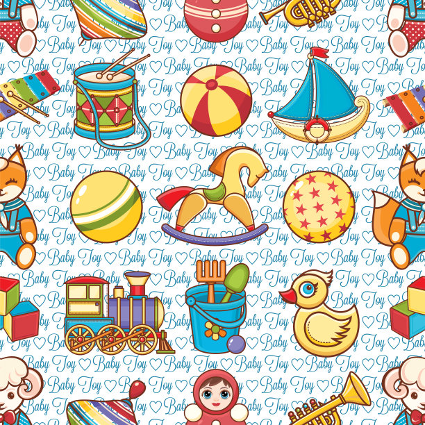 儿童玩具无缝图案设计元素图片下载