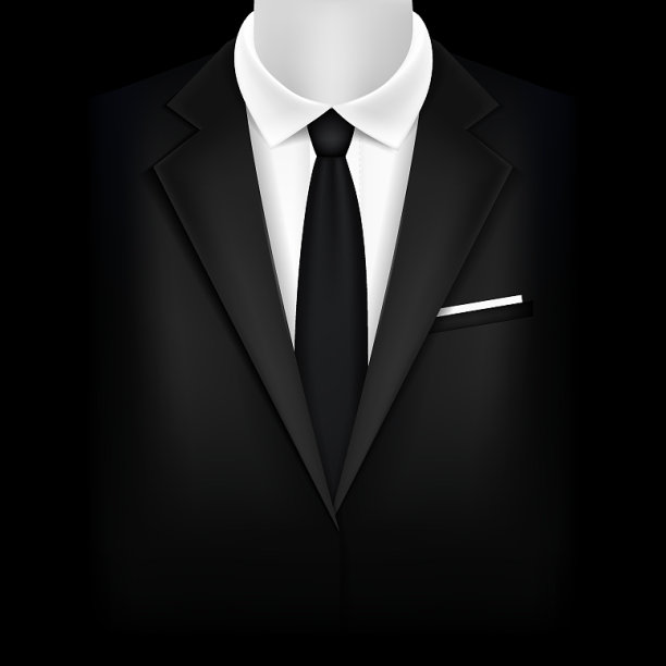 逼真的细节3d黑色西装和燕尾服图片下载
