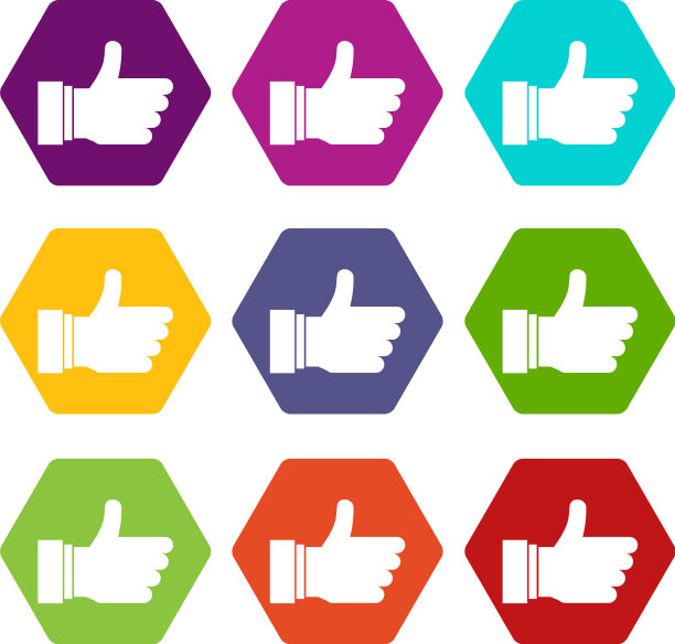 拇指向上标志图标设置颜色六面体图片下载