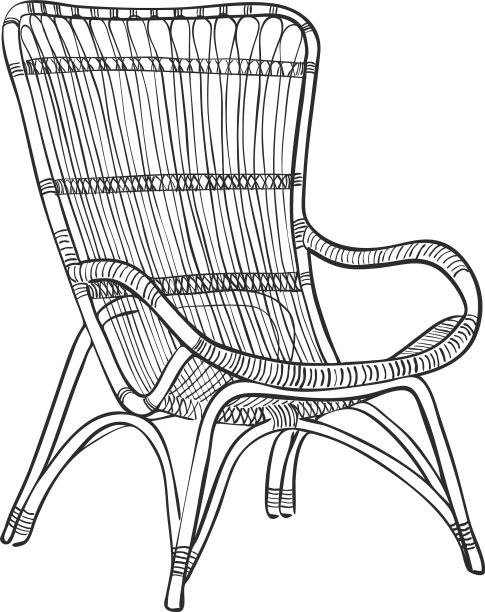 线条艺术柳条扶手椅图片下载